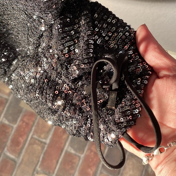 FREE PEOPLE - NWT - dress: black sequin l/s midi w adj. asymmetric skirt - L - Picture 12 of 16